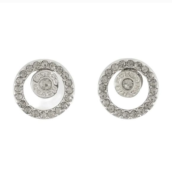 🩶🔹️ COACH🔹️ CIRCLE HALO STUD EARRINGS CZ SilverTone  🩶🔹️ COACH🔹️ CIRCLE HALO STUD EARRINGS CZ SilverTone PLATED NWT ✨️